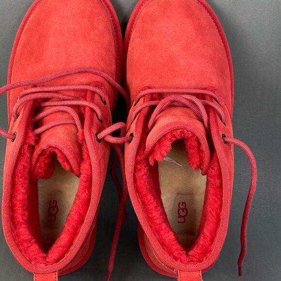 UGG Neumel Men Samba Red Suede Lace-up Wool Sockliner Chukka Boots shoes size - Picture 5 of 8